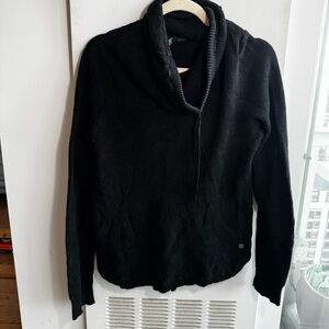 Lauren Ralph Lauren Black Cowl Neck Waffle Top